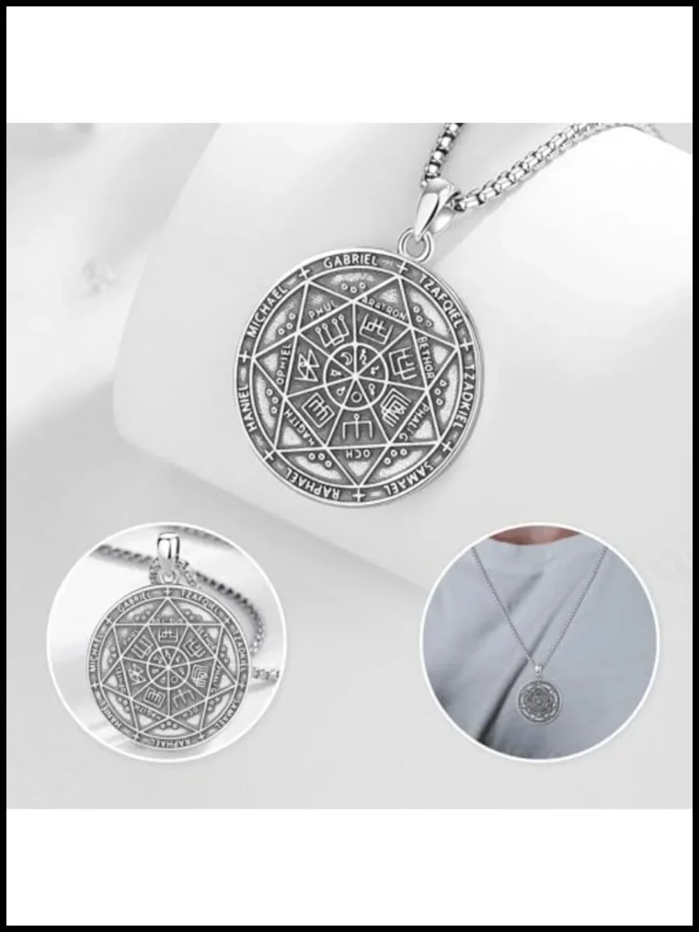 925 Sterling Silver Seven Archangels Catholic Pendant Necklace Religious Gift